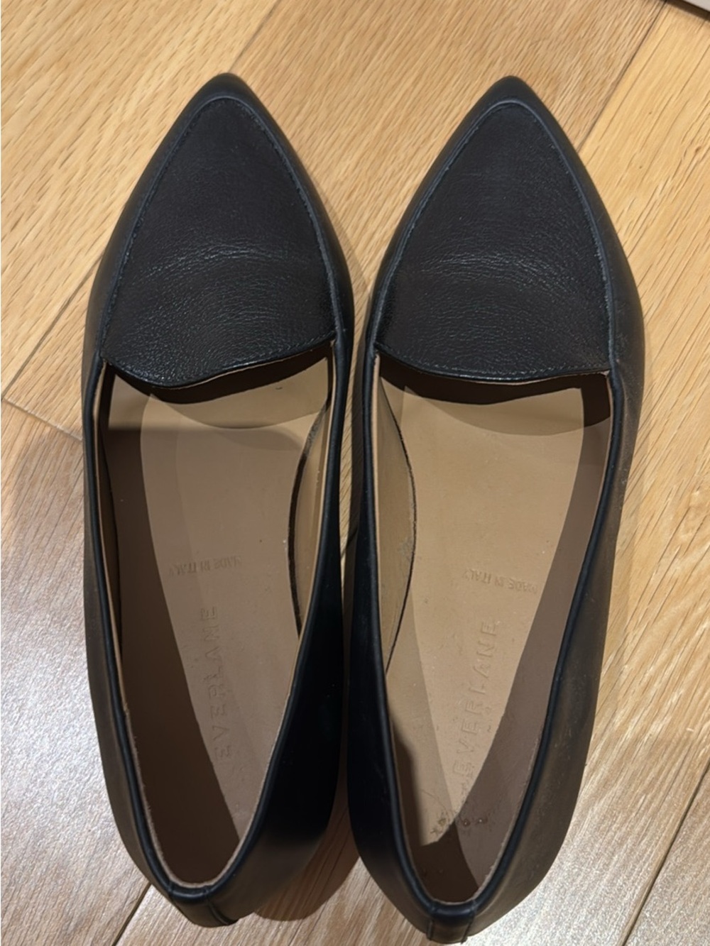 Everlane womens black leather pointy flats size 7.5